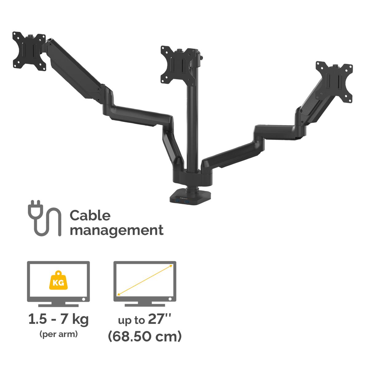 Platinum Series Triple Monitor Arm Black thumbnail