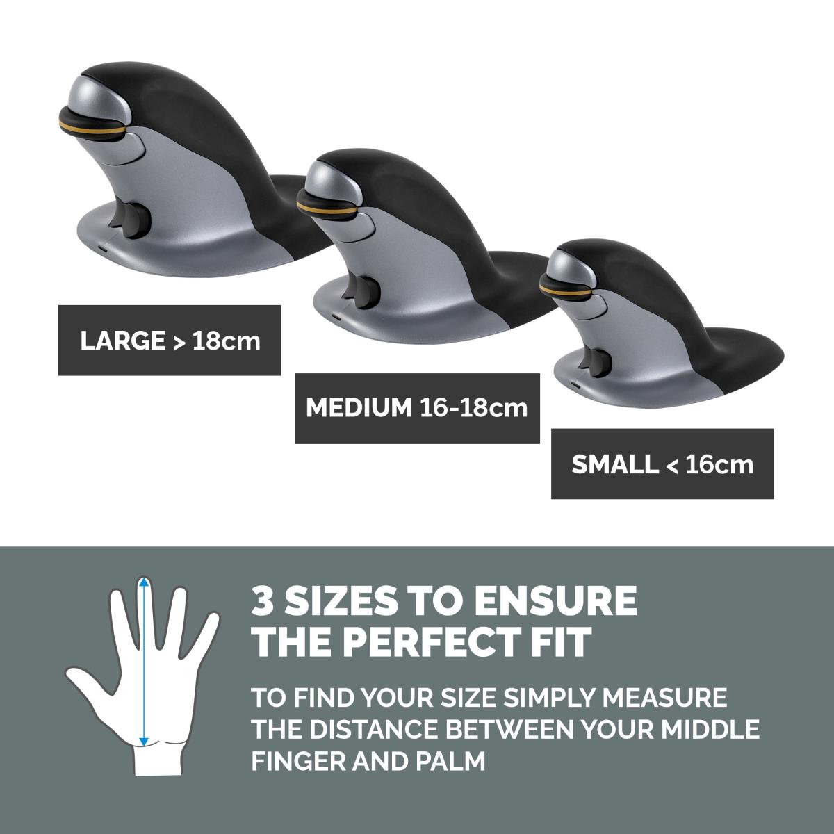 9894701 Medium Penguin Ambidextrous Vertical Mouse - Wireless thumbnail