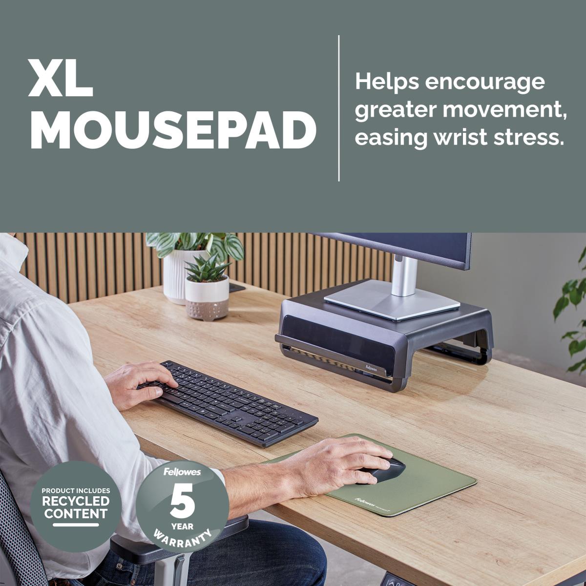 Breyta XL Mousepad with Antibacterial Protection Sage thumbnail