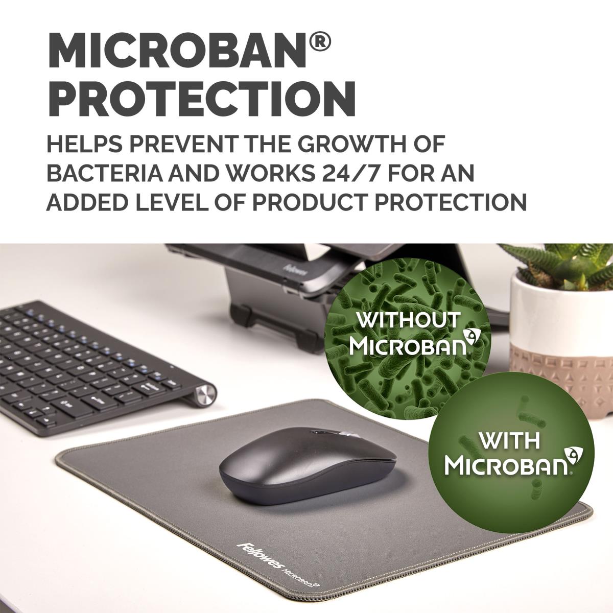 Breyta XL Mousepad with Antibacterial Protection Grey thumbnail