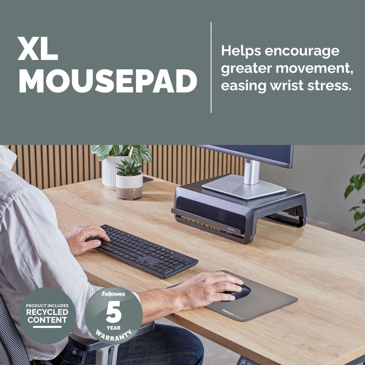 Breyta XL Mousepad with Antibacterial Protection Grey thumbnail