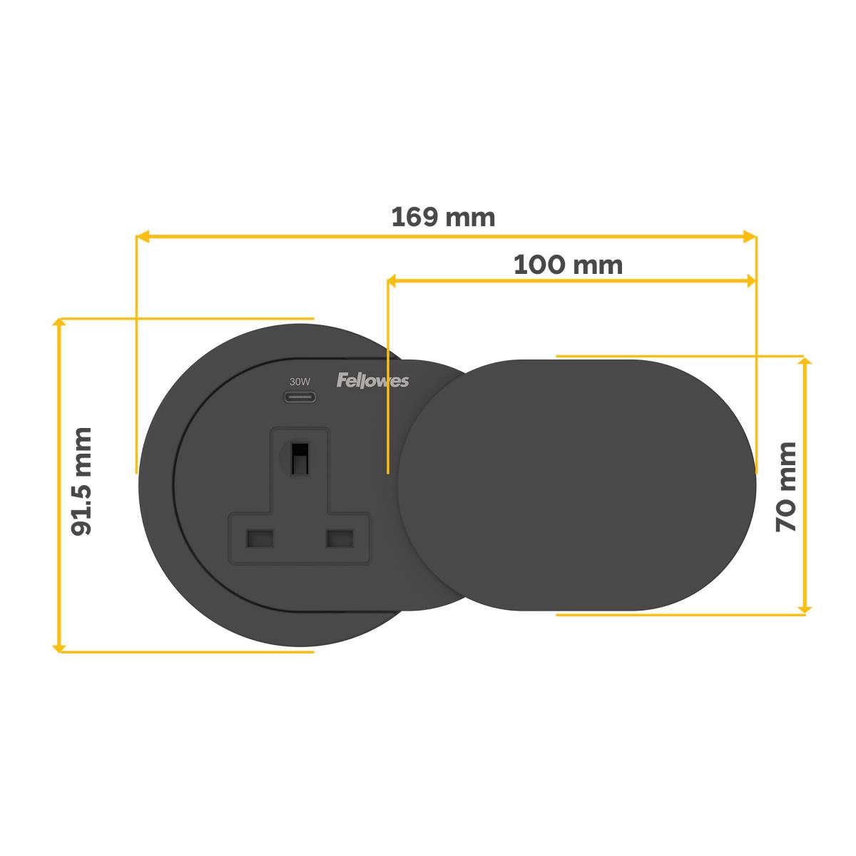 Power Spot with 1 x Power Socket and 1 USB C Black thumbnail