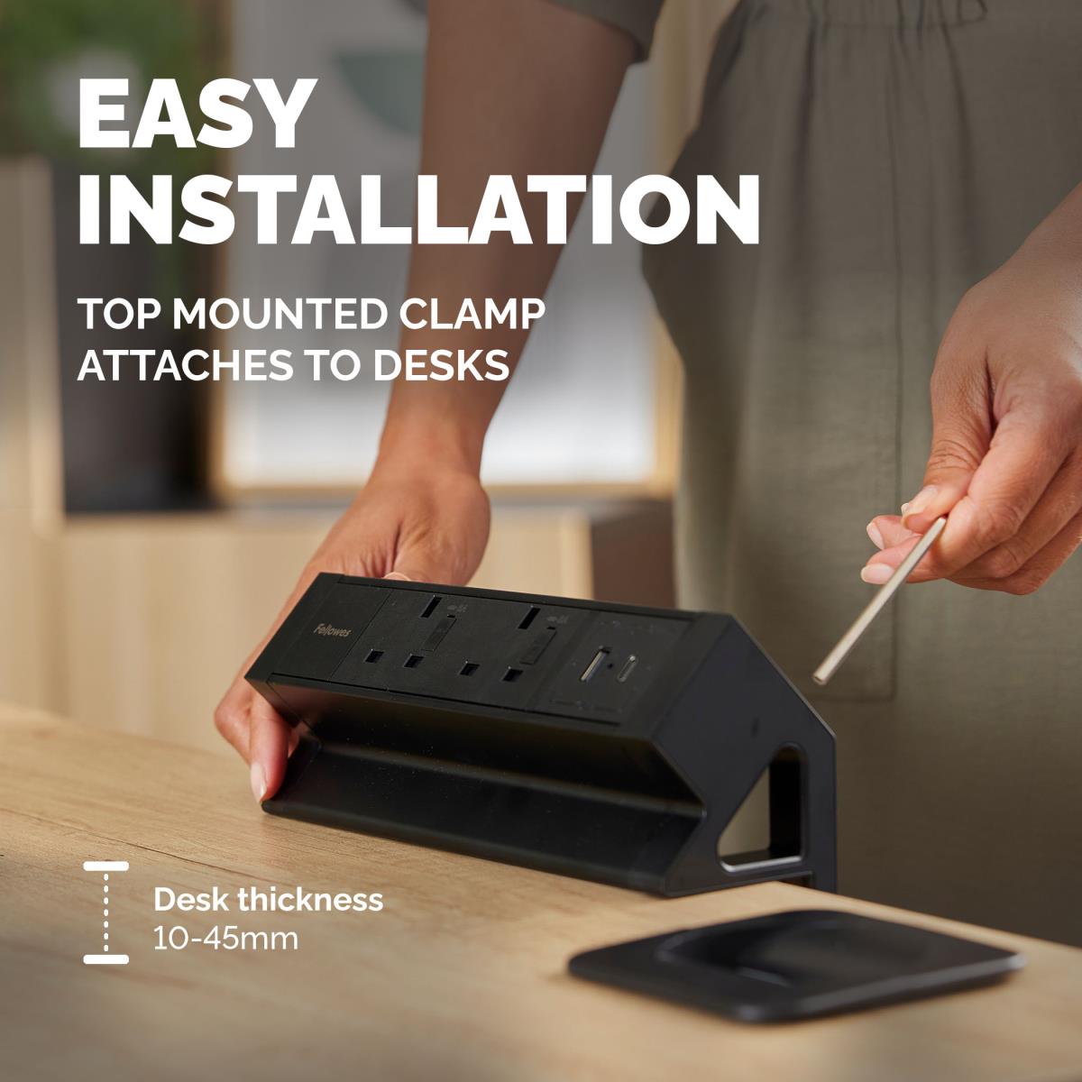 (NEW) FELLOWES  POWER DESK 2 TYPE G - BLACK 100136987 thumbnail