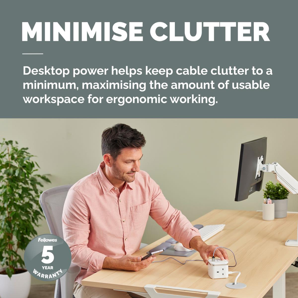 (NEW) FELLOWES  POWER CUBE TYPE G - WHITE 100137166 thumbnail