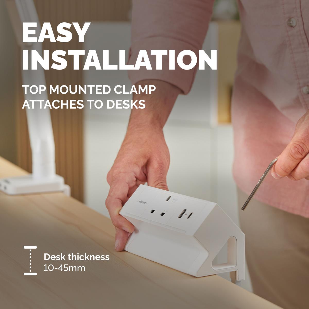 Power Desk 1 Socket, 1 USB-A and 1 USB-C Ports White thumbnail