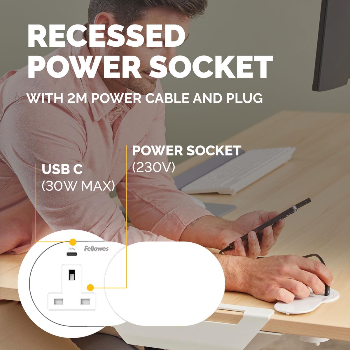 Power Spot with 1 x Power Socket and 1 USB C White thumbnail