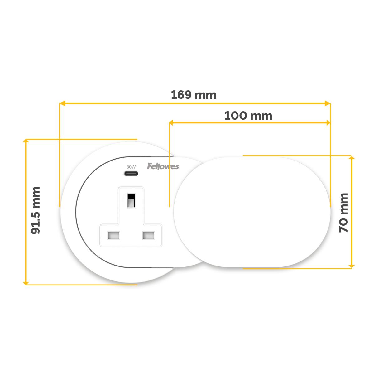 Power Spot with 1 x Power Socket and 1 USB C White thumbnail