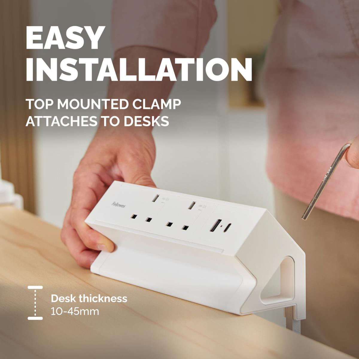 (NEW) FELLOWES  POWER DESK 2 TYPE G - WHITE 100137181 thumbnail