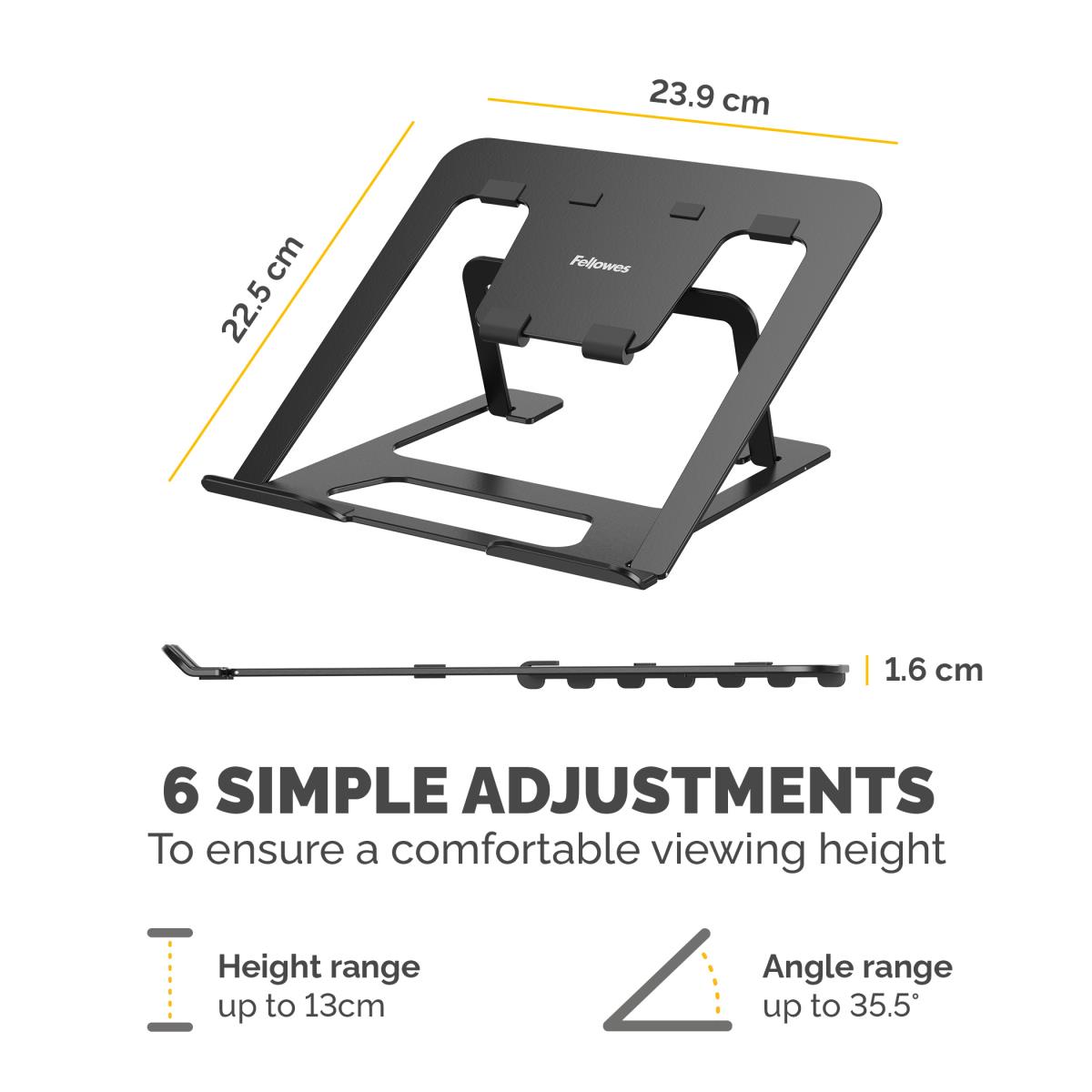 Adjustable Laptop Riser Alumia Portable Laptop Stand Black thumbnail