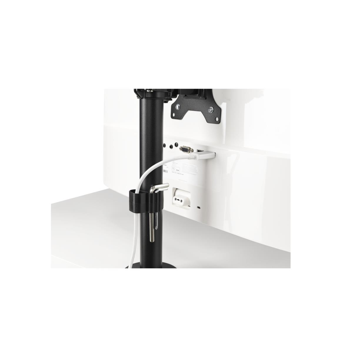 - Mounting kit (dual arm, C-clamp 10-88 mm, grommet mount 10-88 mm, pole, 2 VESA plates) - full-motion - for 2 flat panels - vertical stacking - steel - black - screen size: 13