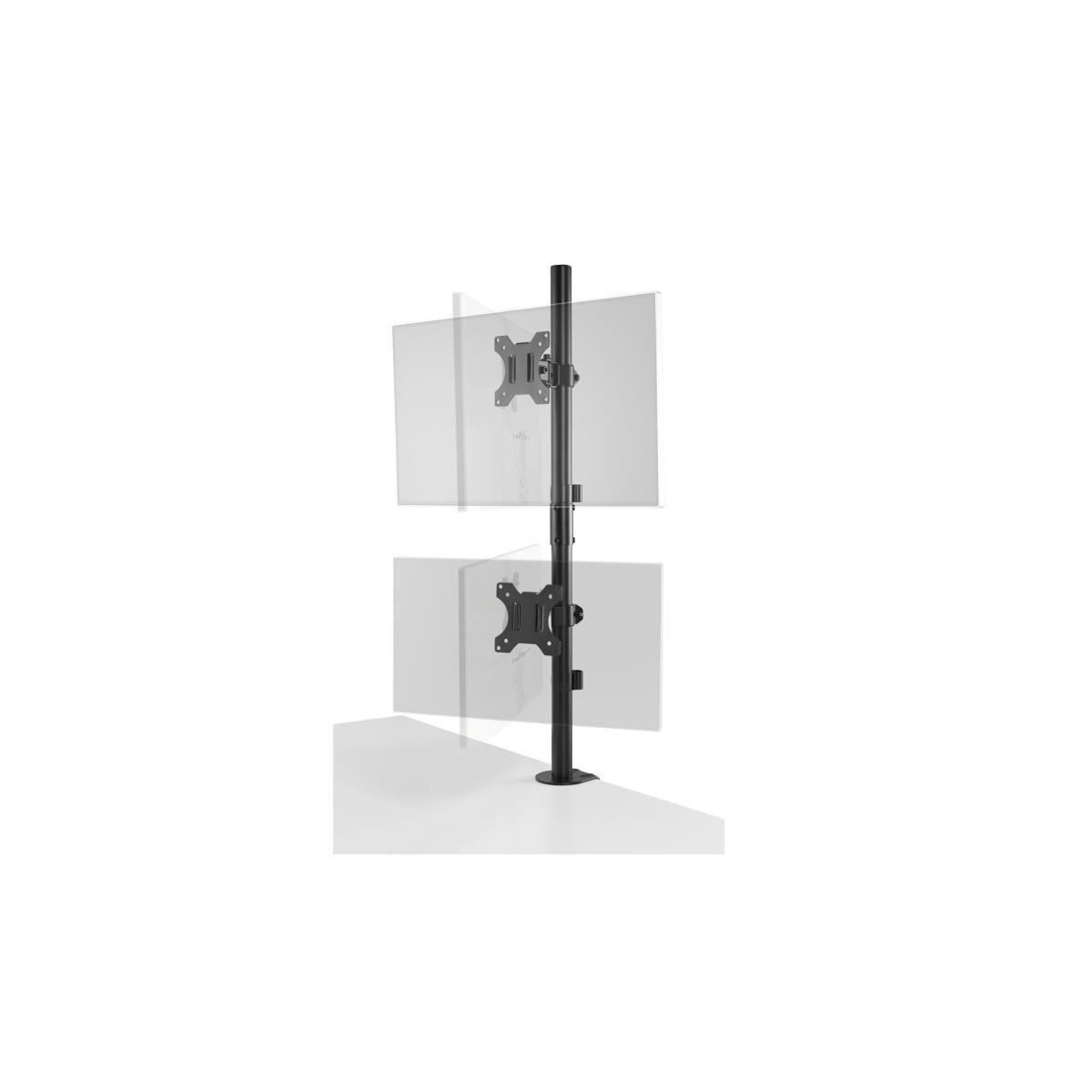 - Mounting kit (dual arm, C-clamp 10-88 mm, grommet mount 10-88 mm, pole, 2 VESA plates) - full-motion - for 2 flat panels - vertical stacking - steel - black - screen size: 13
