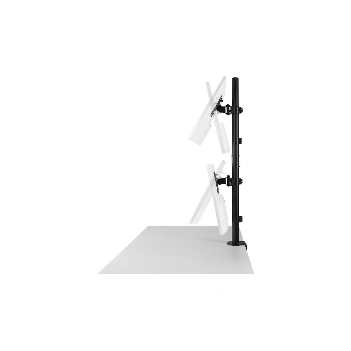 - Mounting kit (dual arm, C-clamp 10-88 mm, grommet mount 10-88 mm, pole, 2 VESA plates) - full-motion - for 2 flat panels - vertical stacking - steel - black - screen size: 13