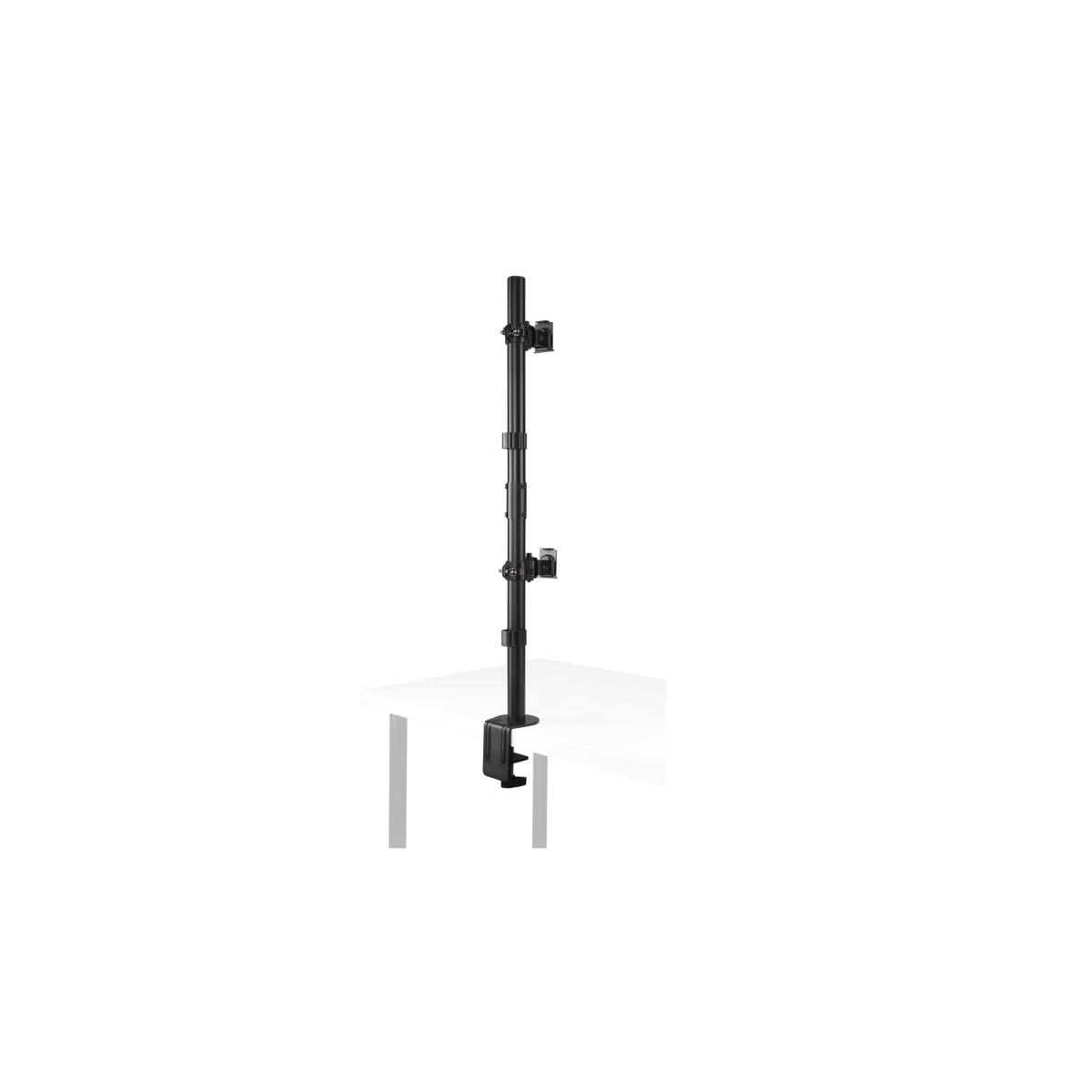 - Mounting kit (dual arm, C-clamp 10-88 mm, grommet mount 10-88 mm, pole, 2 VESA plates) - full-motion - for 2 flat panels - vertical stacking - steel - black - screen size: 13