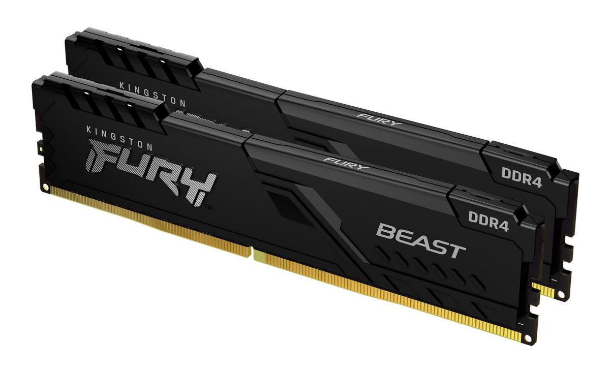 FURY Beast KF432C16BBK2/64 64GB (2x 32GB) DIMM System Memory, 3200MHz, DDR4, CL16, Black, Intel XMP thumbnail