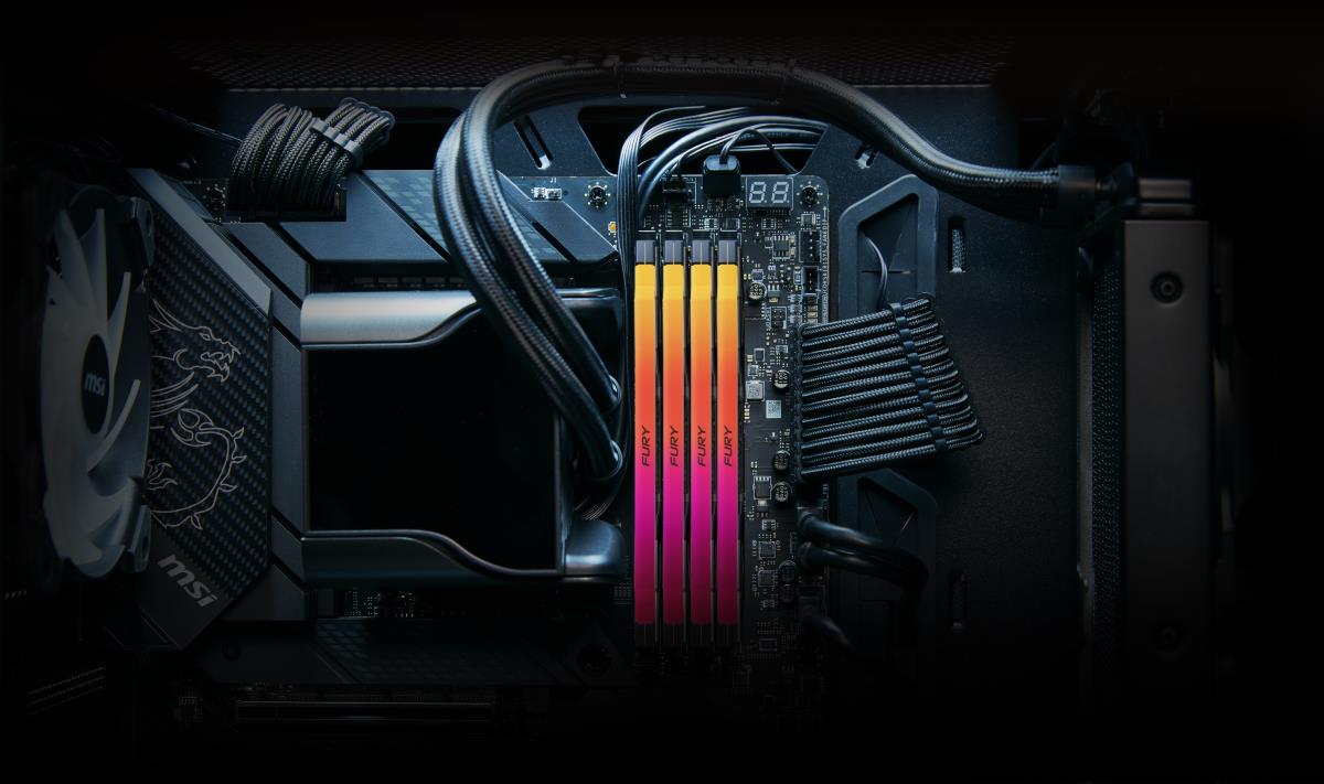 FURY Renegade KF564C32RSAK2-32 32GB (2x 16GB) DIMM System Memory, 6400MHz, DDR5, CL32, Silver, RGB, Intel XMP thumbnail
