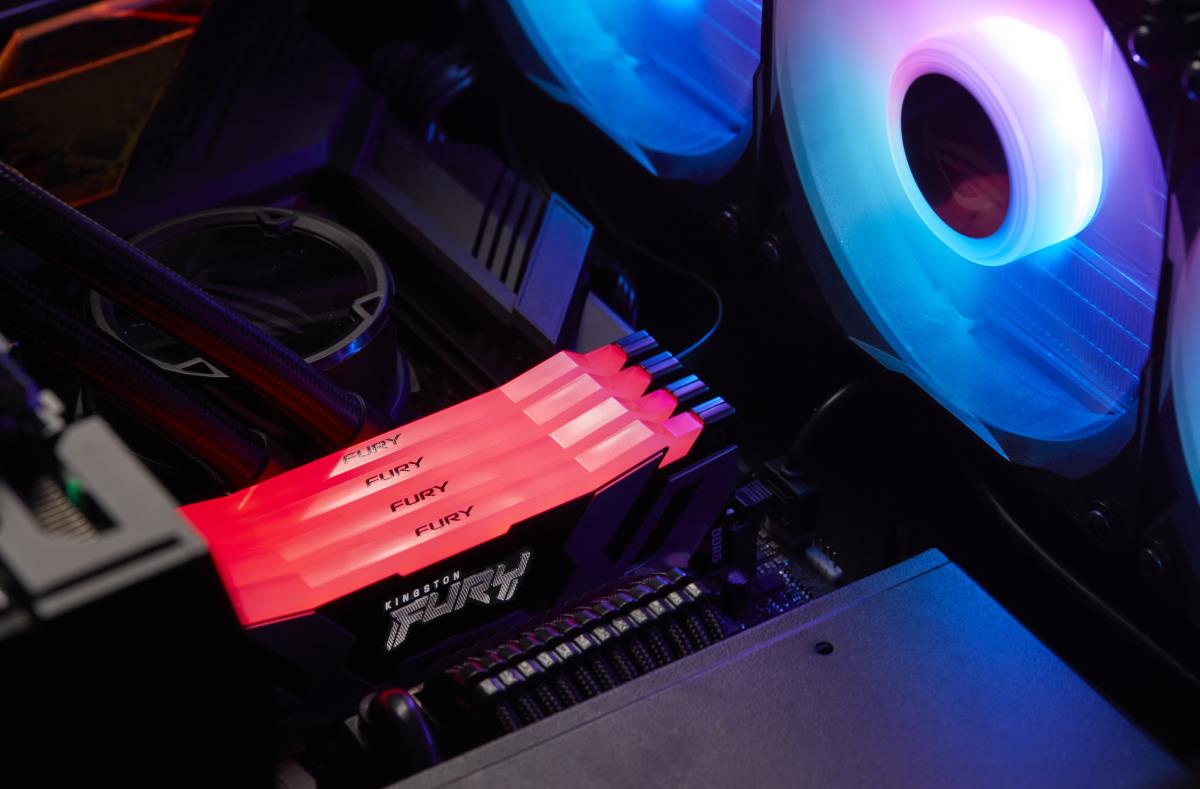 FURY Renegade KF564C32RSAK2-32 32GB (2x 16GB) DIMM System Memory, 6400MHz, DDR5, CL32, Silver, RGB, Intel XMP thumbnail