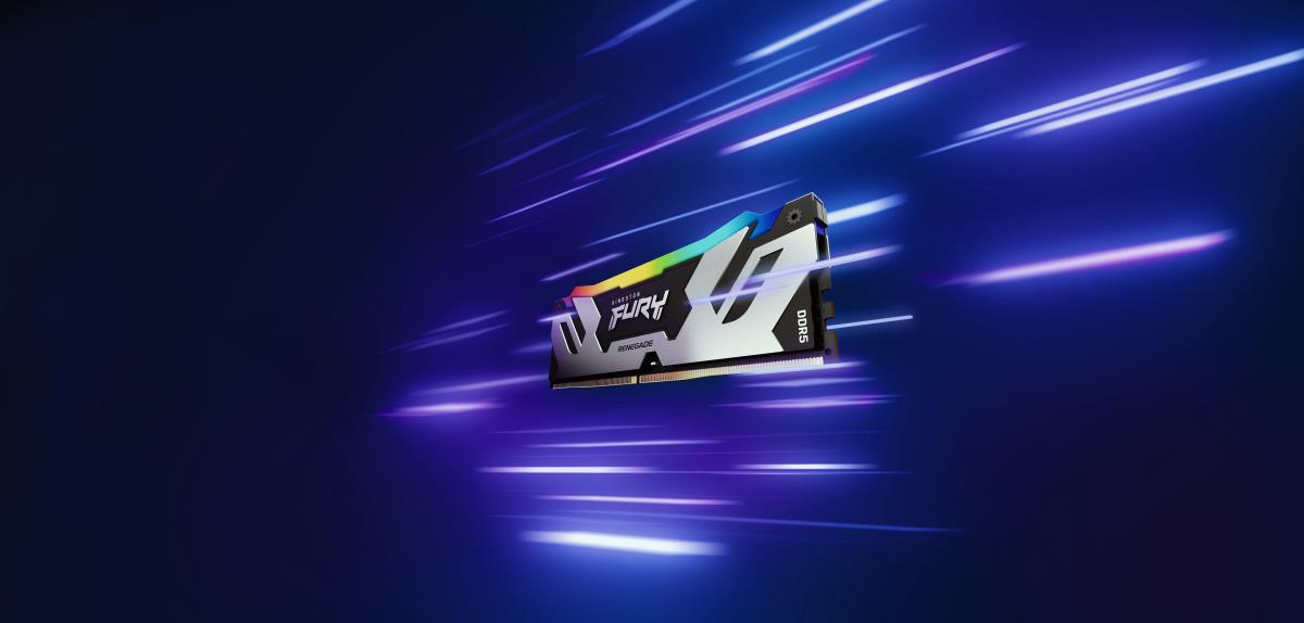 FURY Renegade KF564C32RSAK2-32 32GB (2x 16GB) DIMM System Memory, 6400MHz, DDR5, CL32, Silver, RGB, Intel XMP thumbnail