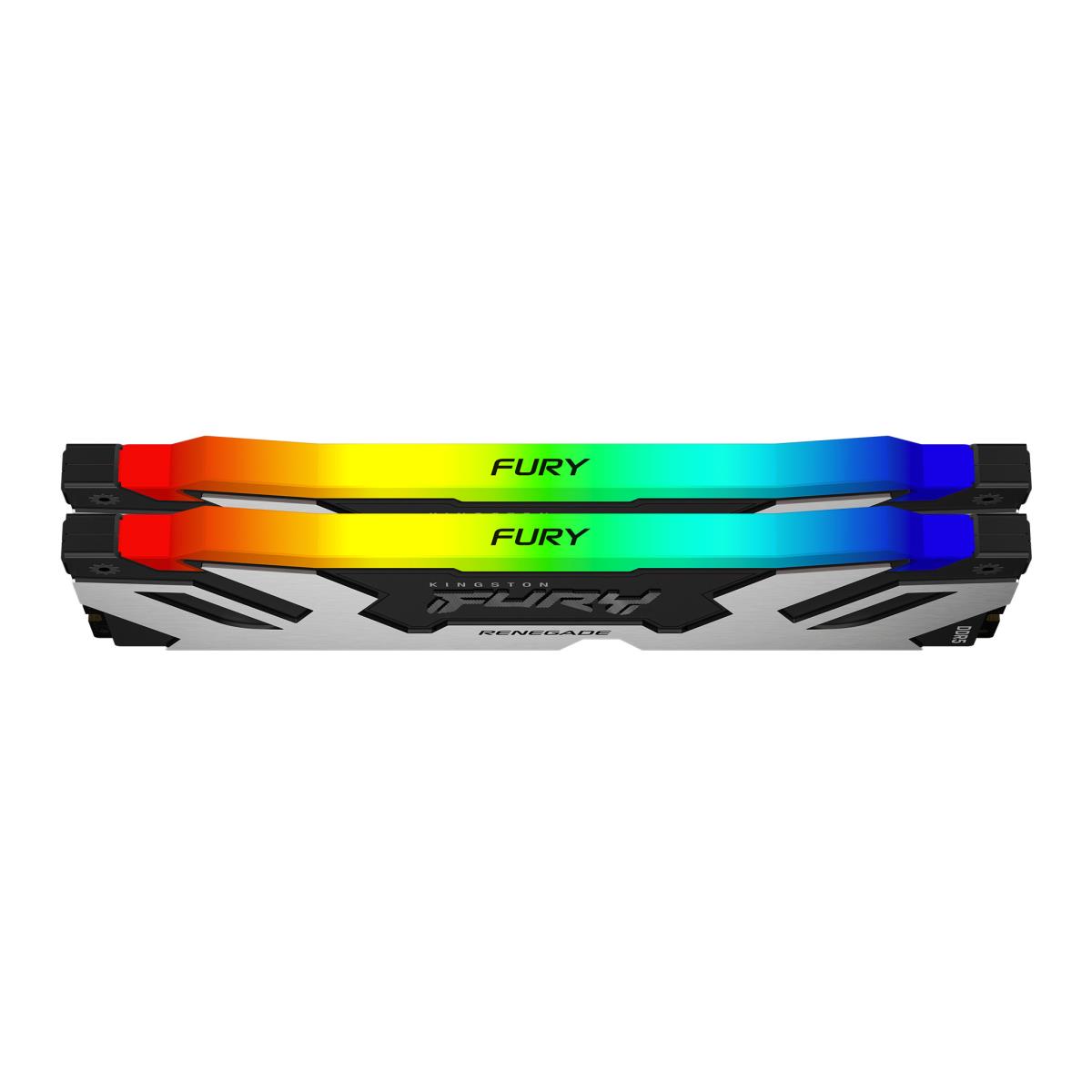 FURY Renegade KF564C32RSAK2-32 32GB (2x 16GB) DIMM System Memory, 6400MHz, DDR5, CL32, Silver, RGB, Intel XMP thumbnail