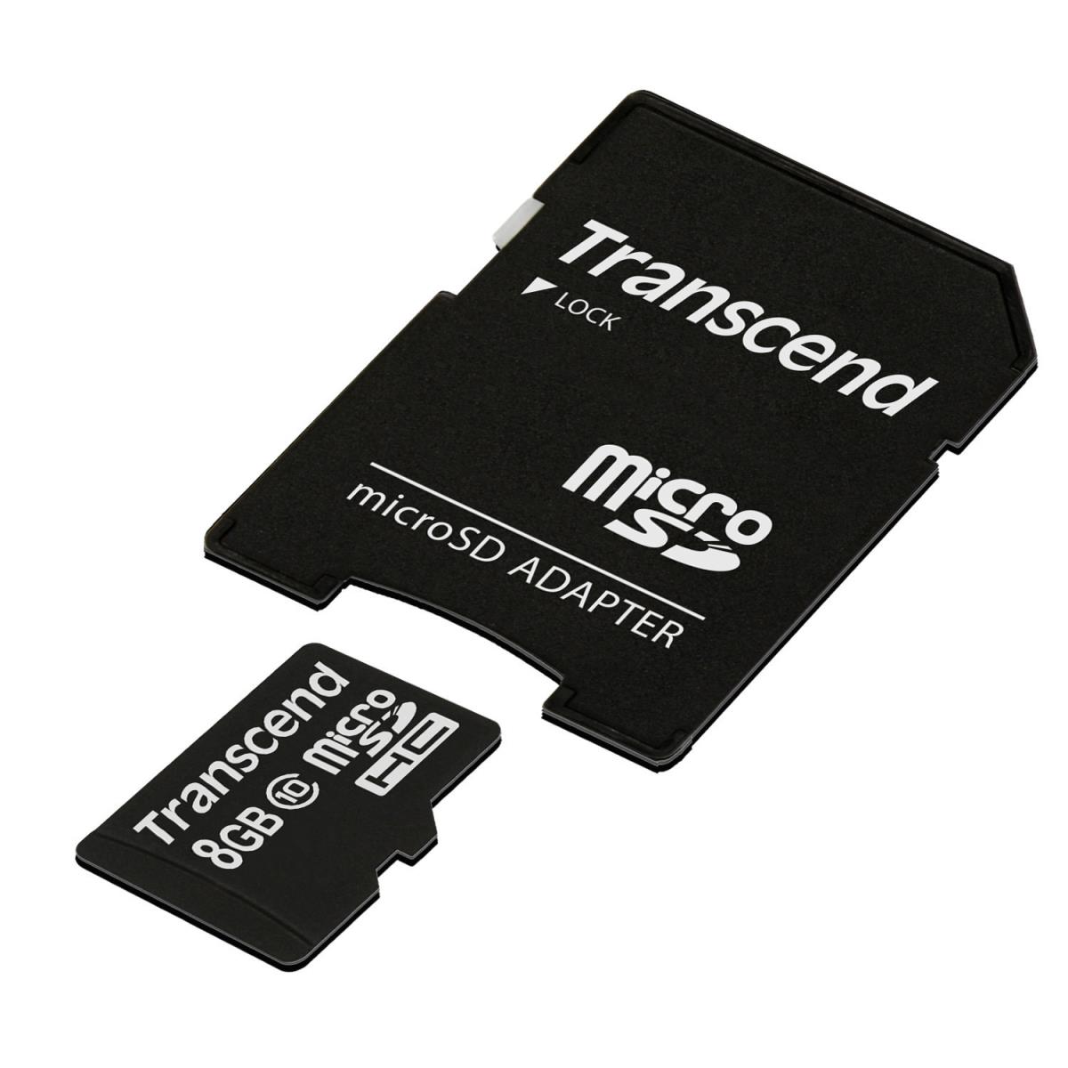 EU Product - microSDXC/SDHC Class 10 8GB with Adapter - 8 GB - MicroSDHC - Class 10 - NAND - 90 MB/s - Black thumbnail
