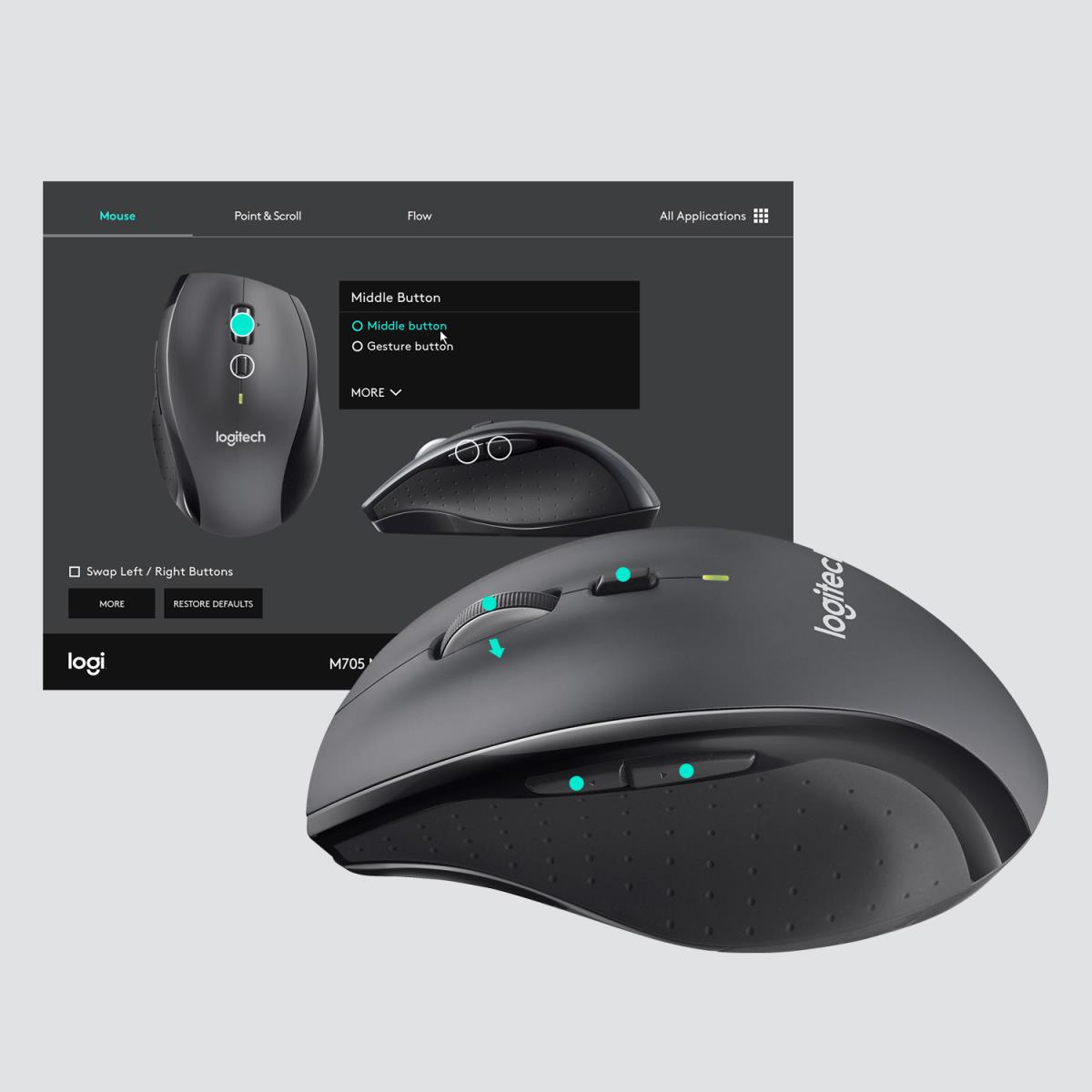EU Product - Marathon M705 Wireless Mouse - Mouse - 1,000 dpi thumbnail