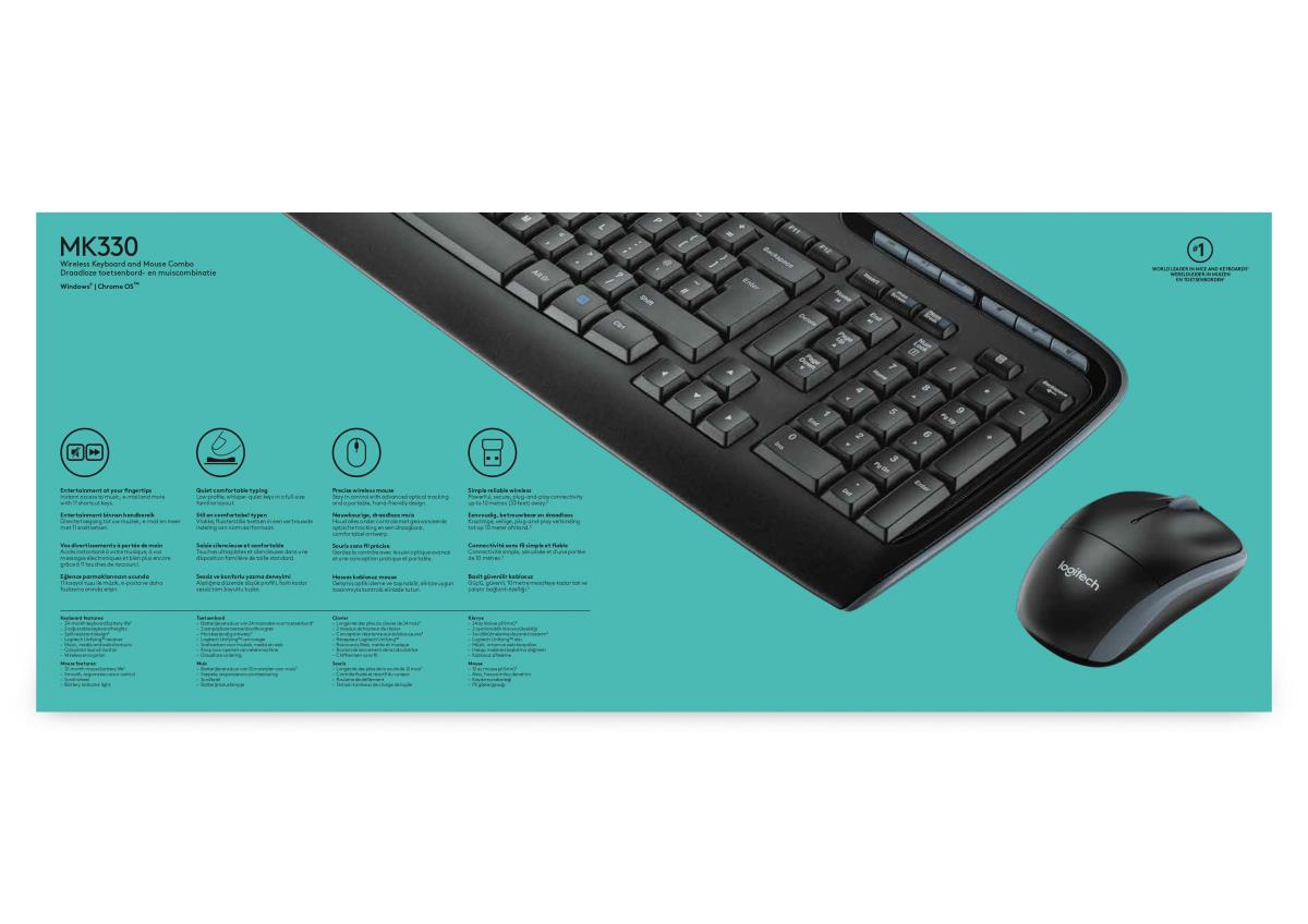 EU Product - MK320 - Standard - Wireless - RF Wireless - QWERTY - Black - Mouse included thumbnail