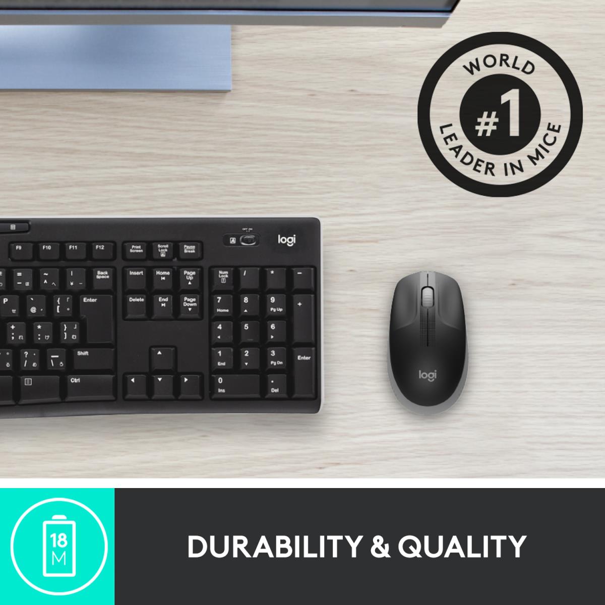 EU Product - Mouse M190 Wireless FULL-SIZE grey f�r mittelgro�e bis gro�e H�nde thumbnail