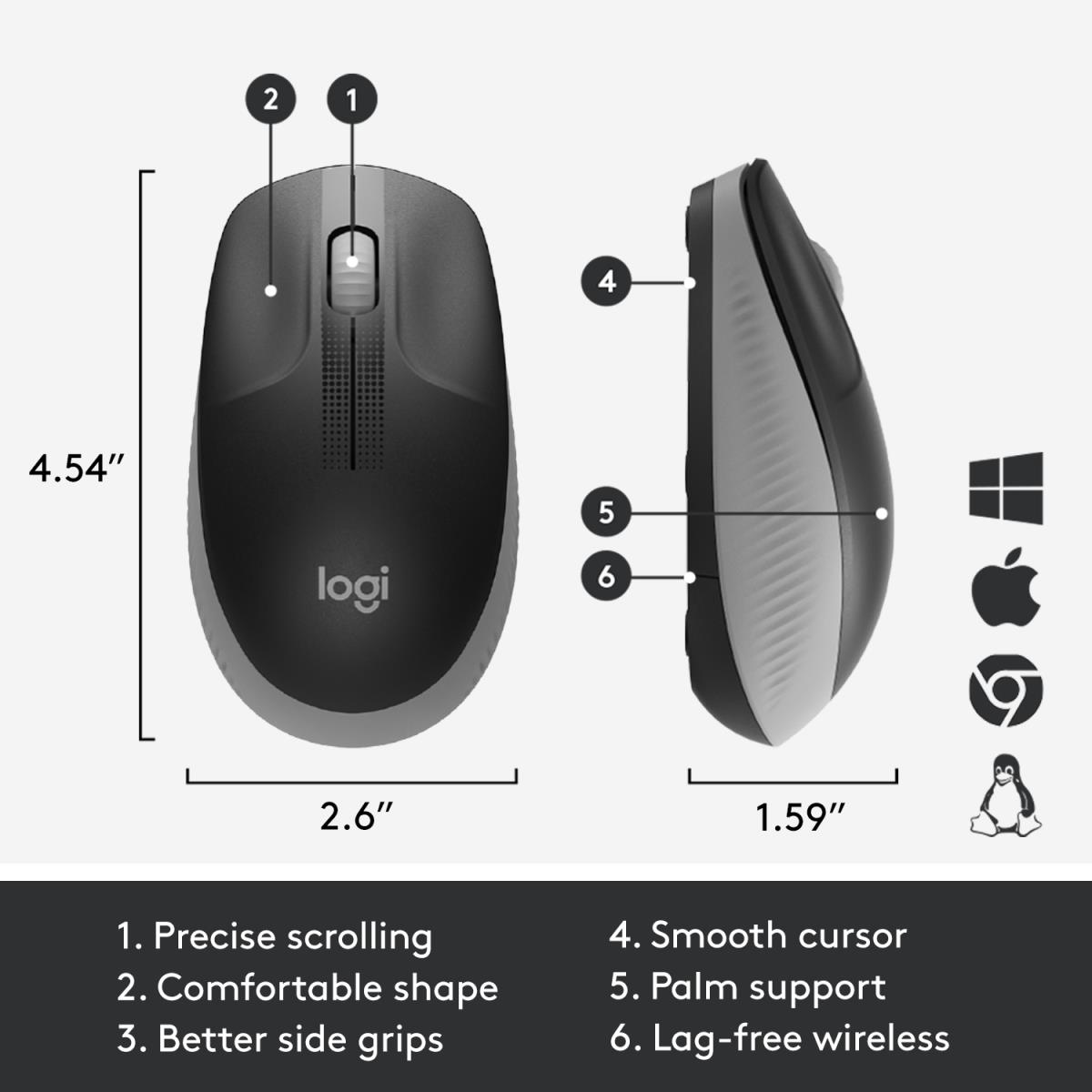 EU Product - Mouse M190 Wireless FULL-SIZE grey f�r mittelgro�e bis gro�e H�nde thumbnail