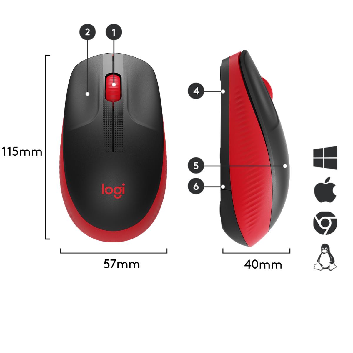 EU Product - M190 Full-size wireless mouse - Mouse - 1,000 dpi thumbnail