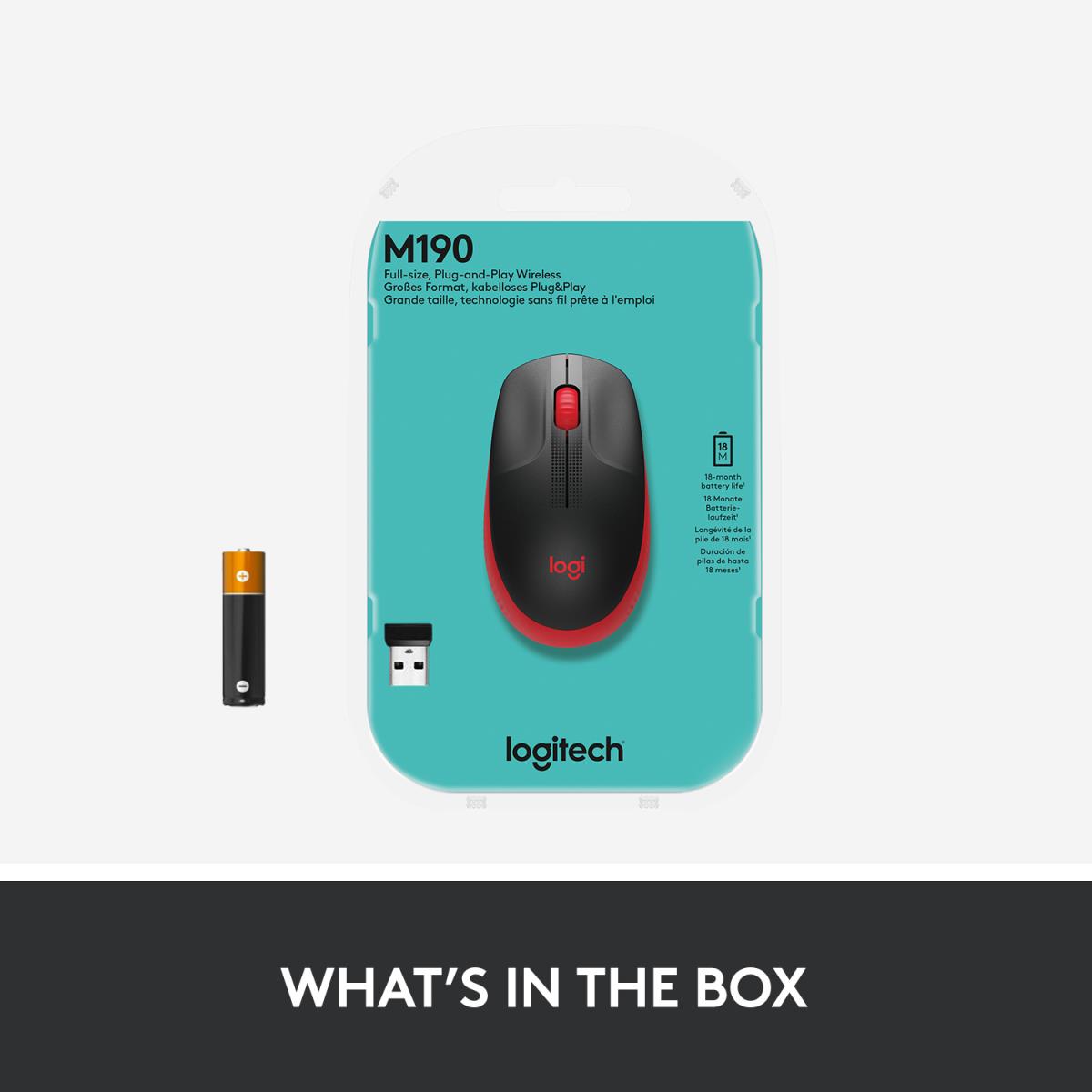 EU Product - M190 Full-size wireless mouse - Mouse - 1,000 dpi thumbnail
