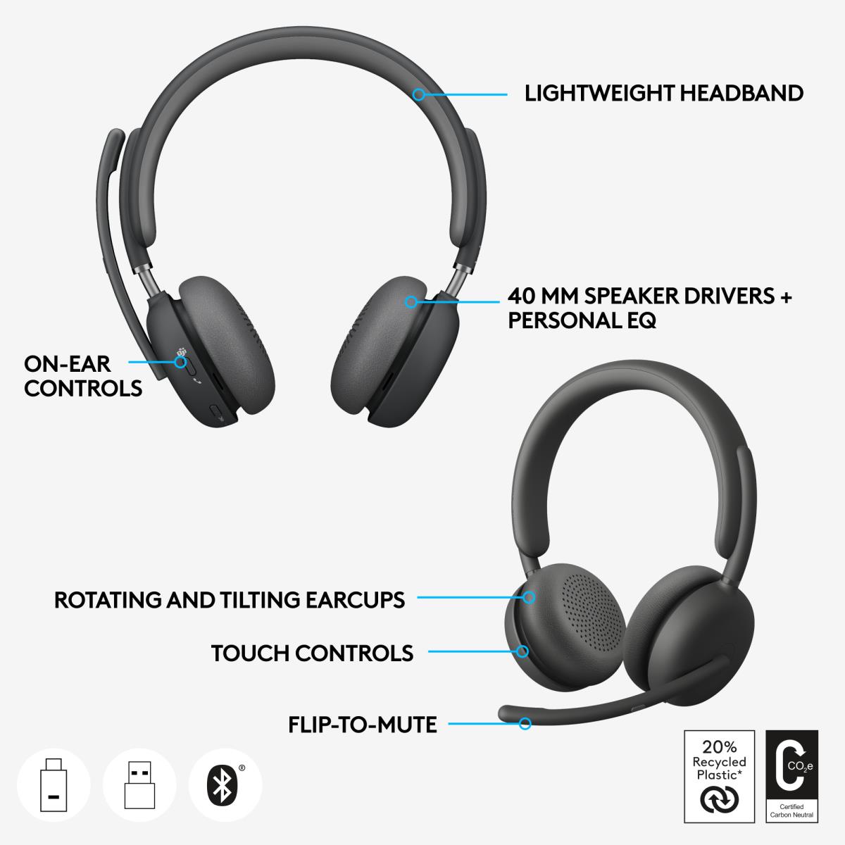 EU Product - Headset Zone Wireless 2 (MS Teams) ANC 2.0 USB BT graphite USB-C-Empf�nger, USB-A-Adapter, Bluetooth 5.2 thumbnail