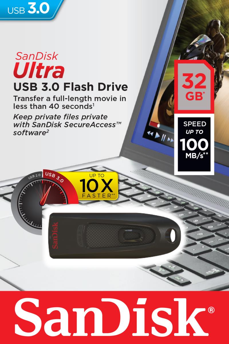 EU Product - Ultra - 32 GB - USB Type-A - 3.2 Gen 1 (3.1 Gen 1) - 100 MB/s - Slide - Black thumbnail