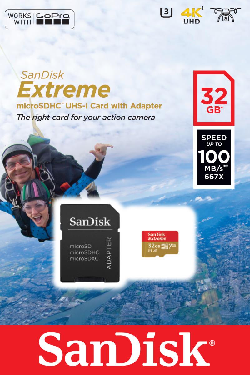 EXTREME MICROSDHC 32GBFOR ACTION CAMS AND DRONES + thumbnail
