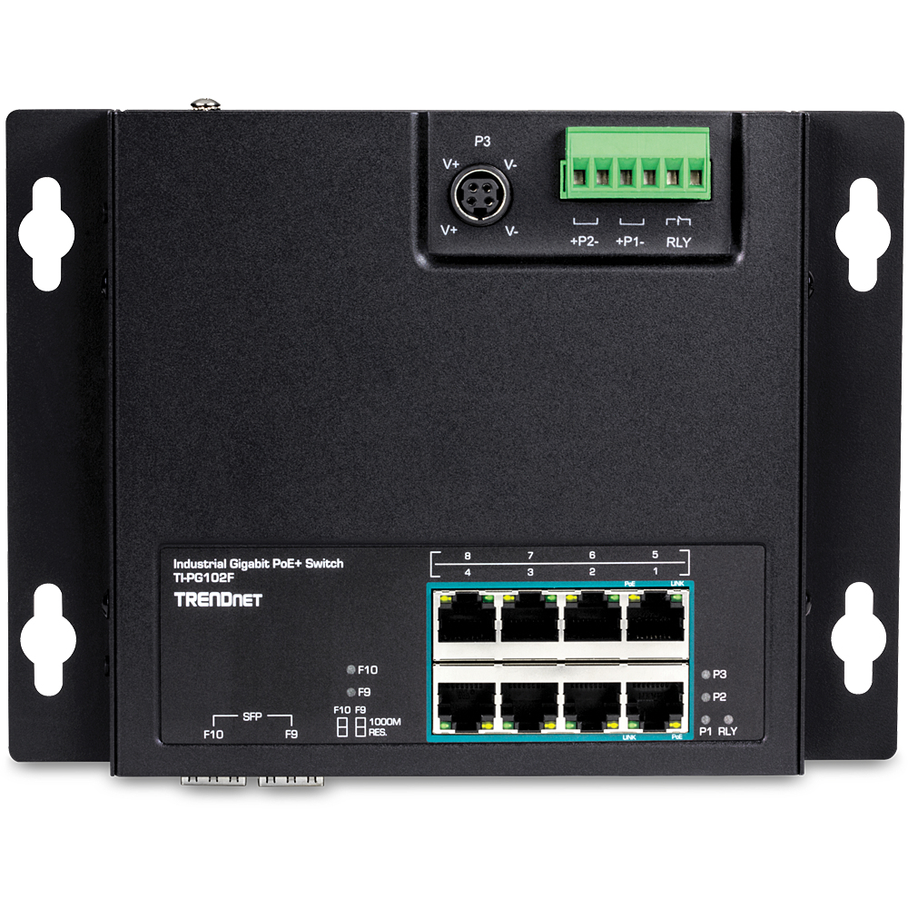 EU Product - 10-Port Industrial Gigabit PoE+ WallMount Front Acc thumbnail