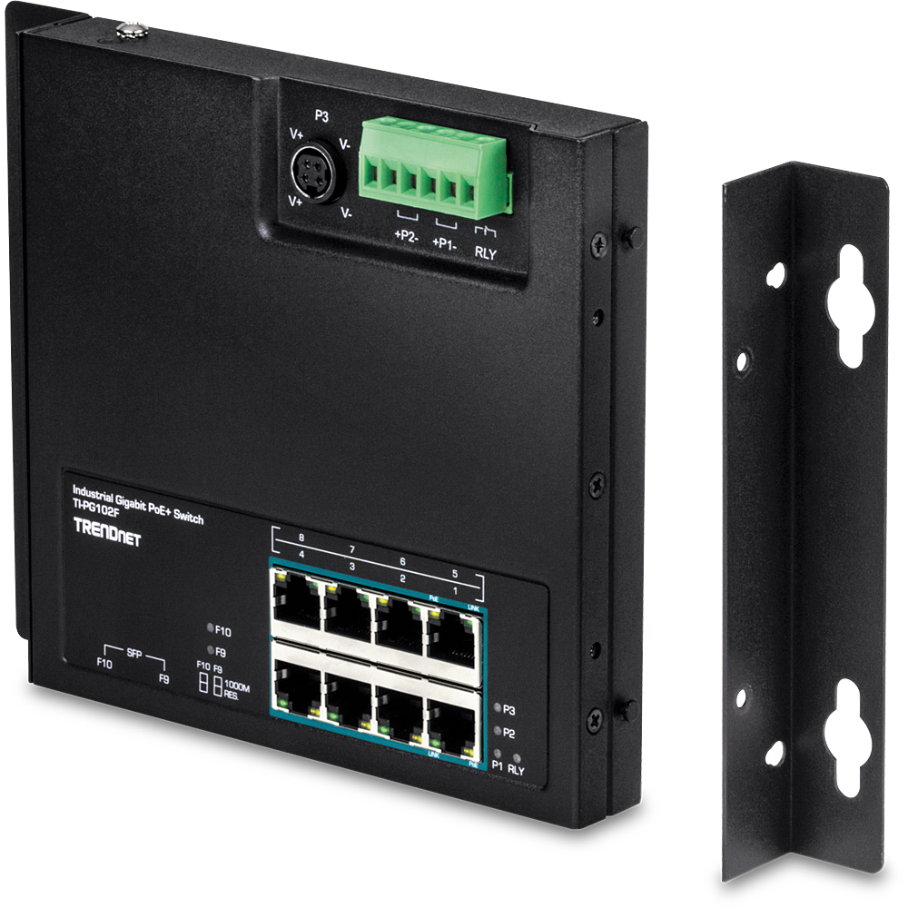 EU Product - 10-Port Industrial Gigabit PoE+ WallMount Front Acc thumbnail