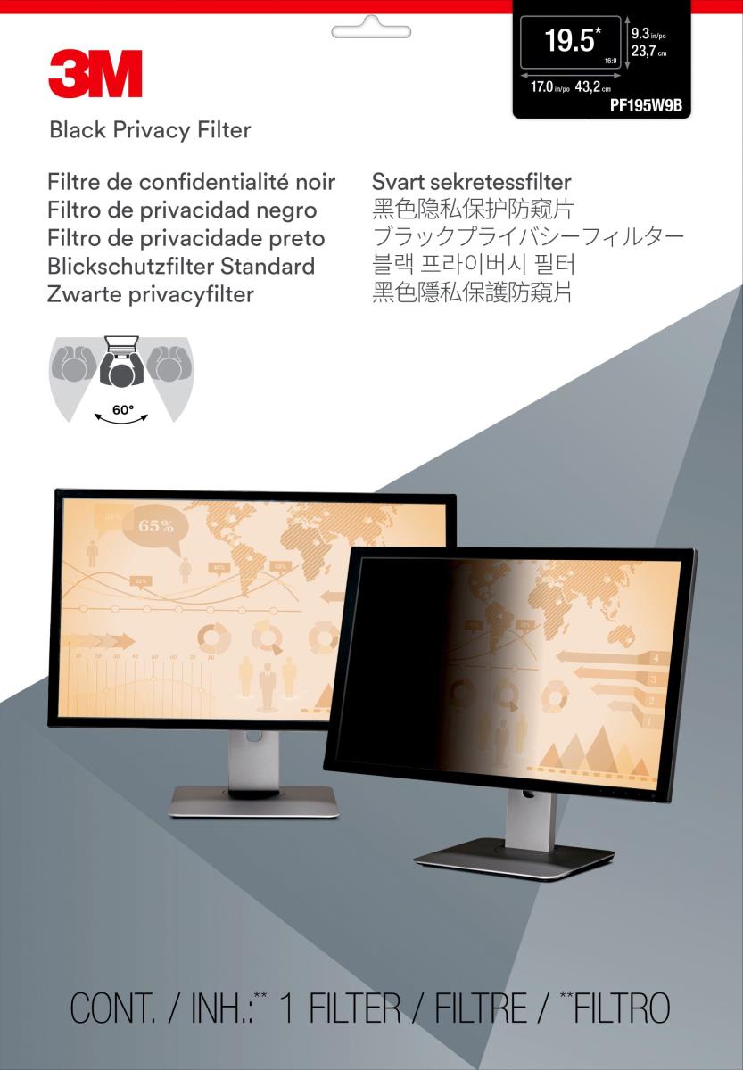 Privacy Filters keep confidential information private. Only persons directly in front of the monitor can see the image on screen; others on either side of them see a darkened screen. Designed to fit widescreen desktop LCD monitors with a diagonally measur thumbnail