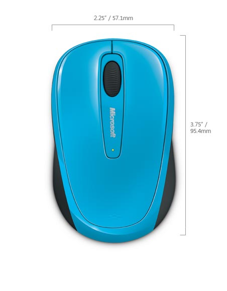 Wireless Mobile Mouse 3500 Ambidextrous Bluetrack Cyan Blue - GMF-00271 thumbnail