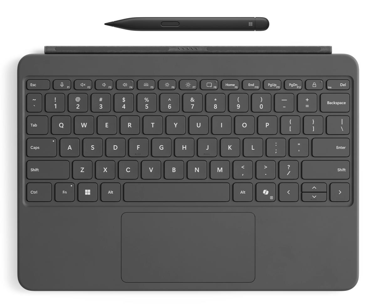 Surface Pro Keyboard - 12-inch - keyboard - with touchpad, accelerometer - backlit - magnetic dock - UK/Irish - slate - 70% recycled paper-based packaging - with Slim Pen - for Surface Pro for Business (12-inch) thumbnail