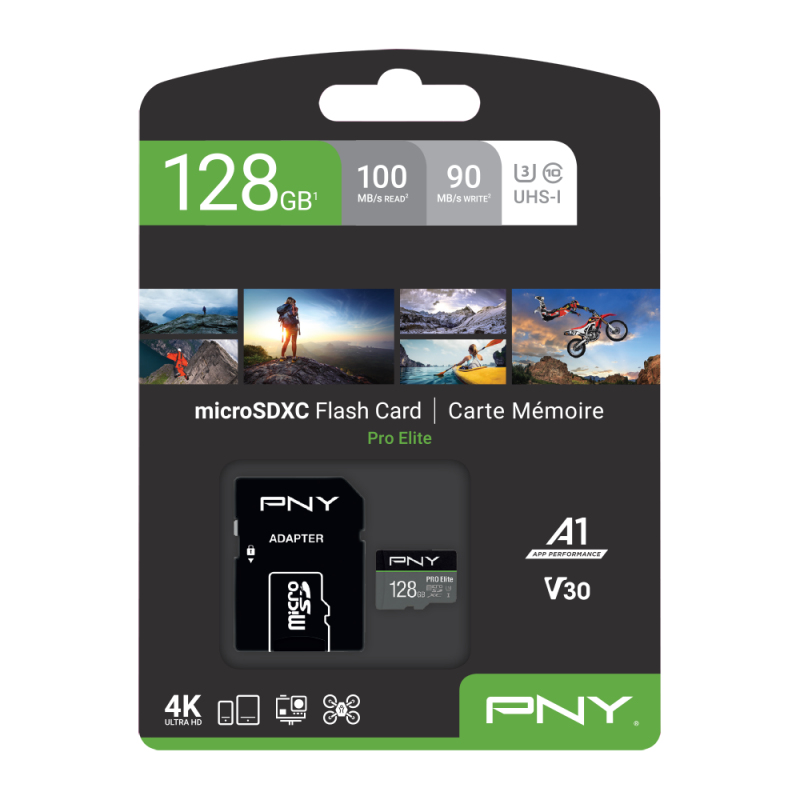 EU Product - SD MicroSD XC Card 128GB PNY Pro Elite R100MB/s W90MB/s reta thumbnail