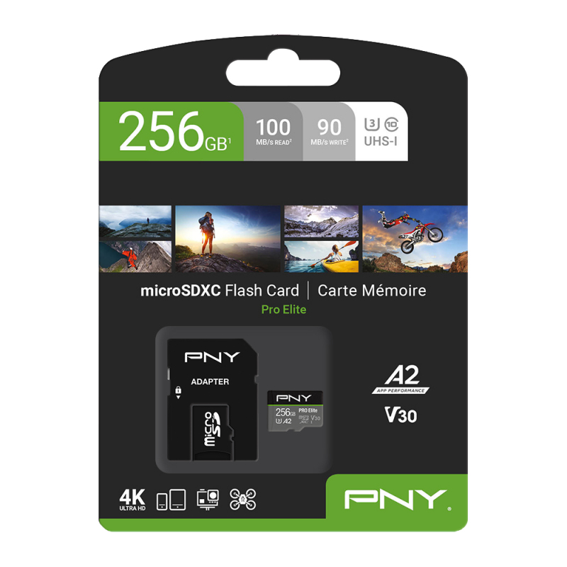 EU Product - SD MicroSD XC Card 256GB PNY Pro Elite R100MB/s W90MB/s reta thumbnail