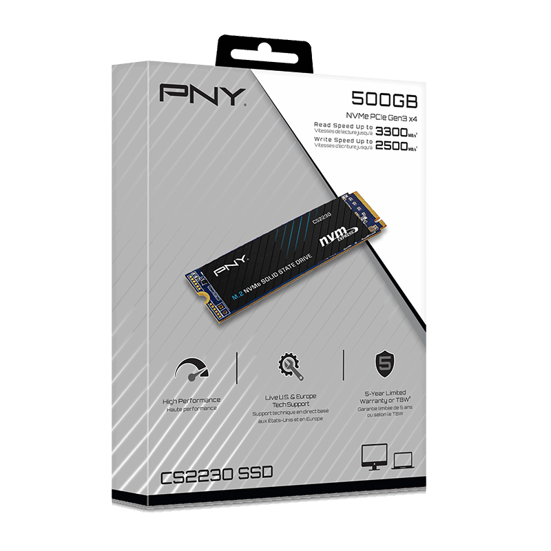 EU Product - SSD  500GB PNY      M.2  PCI-E   NVMe Gen3 CS2230 retail thumbnail