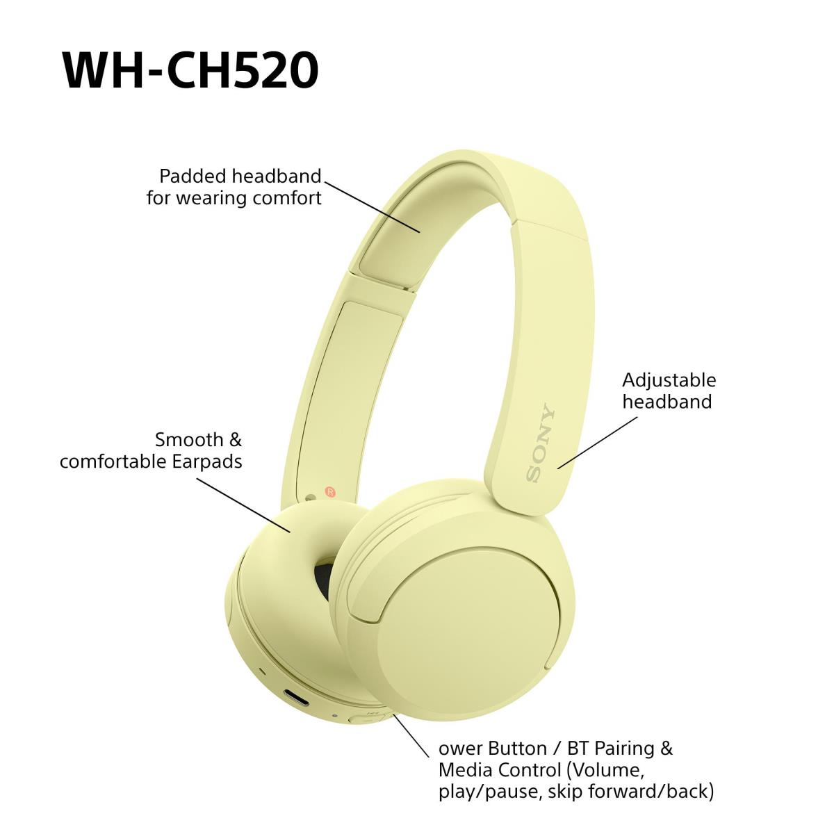 EU Product - WH-CH520 - Kopfhrer - Yellow - Headphones - 20 KHz thumbnail