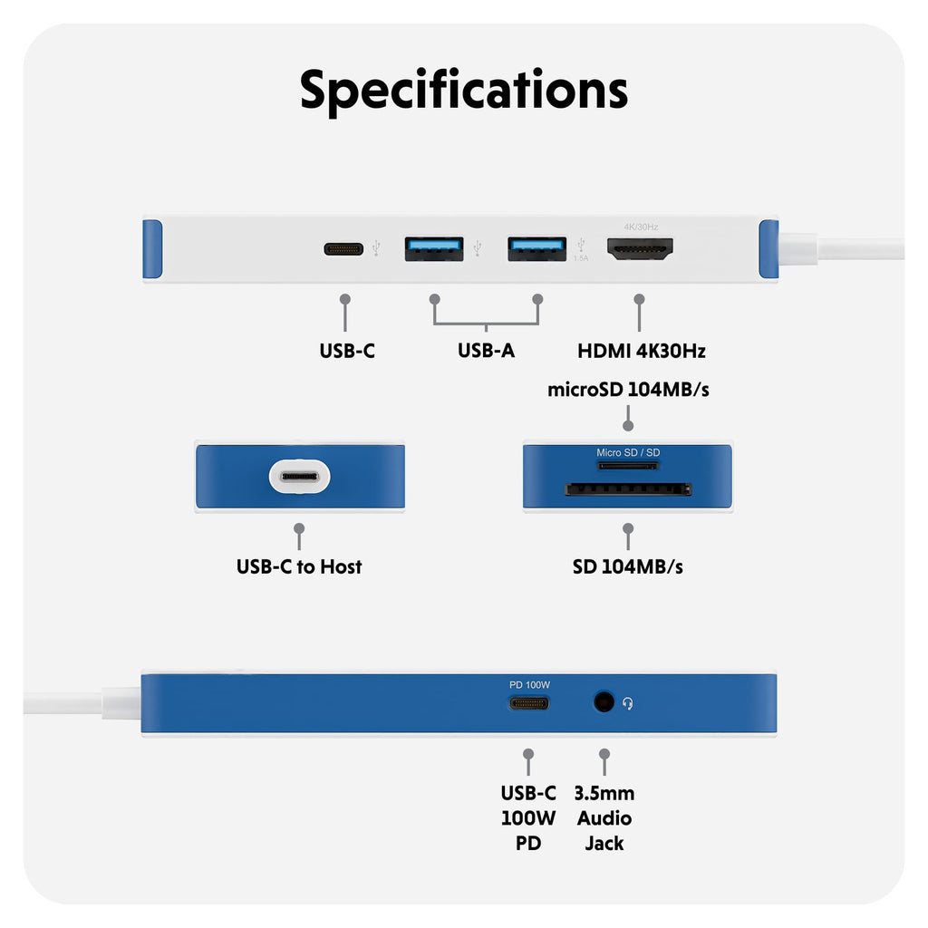 HyperDrive Flex 8 Port USB-C Hub Blue thumbnail