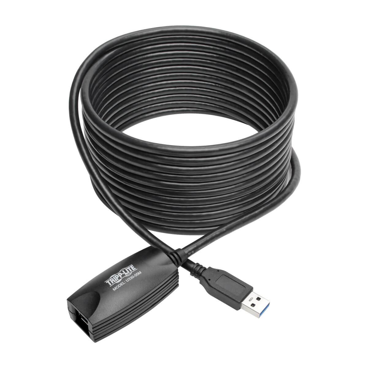 Eaton Tripp Lite Series 5M USB 3.0 SuperSpeed Active Extension Repeater Cable A M/F 16ft 16' 5 Meter - USB extension cable - USB Type A (M) to USB Type A (F) - USB 3.0 - 5 m - active - grey thumbnail