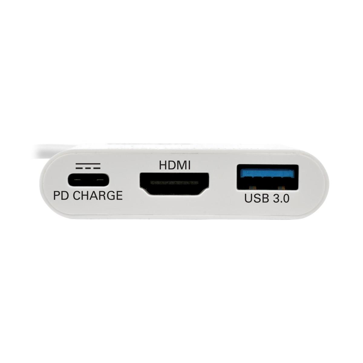 Eaton Tripp Lite Series USB C to HDMI Multiport Video Adapter Converter 1080p w/ USB-A Hub & USB-C PD Charging, Thunderbolt 3 CompatibleUSB Type C to HDMI, USB-C to HDMI, USB Type-C to HDMI - External video adapter - USB-C 3.1 - HDMI - white thumbnail