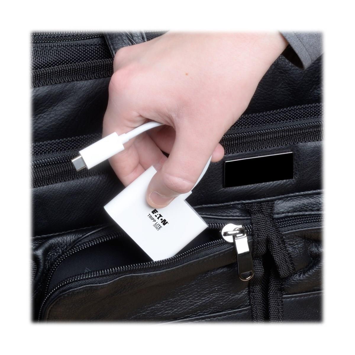 Eaton Tripp Lite Series USB C to HDMI Multiport Video Adapter Converter 1080p w/ USB-A Hub & USB-C PD Charging, Thunderbolt 3 CompatibleUSB Type C to HDMI, USB-C to HDMI, USB Type-C to HDMI - External video adapter - USB-C 3.1 - HDMI - white thumbnail