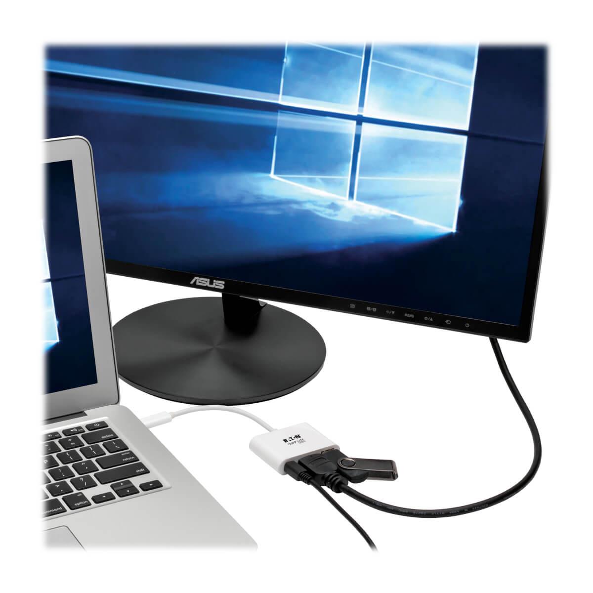 Eaton Tripp Lite Series USB C to HDMI Multiport Video Adapter Converter 1080p w/ USB-A Hub & USB-C PD Charging, Thunderbolt 3 CompatibleUSB Type C to HDMI, USB-C to HDMI, USB Type-C to HDMI - External video adapter - USB-C 3.1 - HDMI - white thumbnail