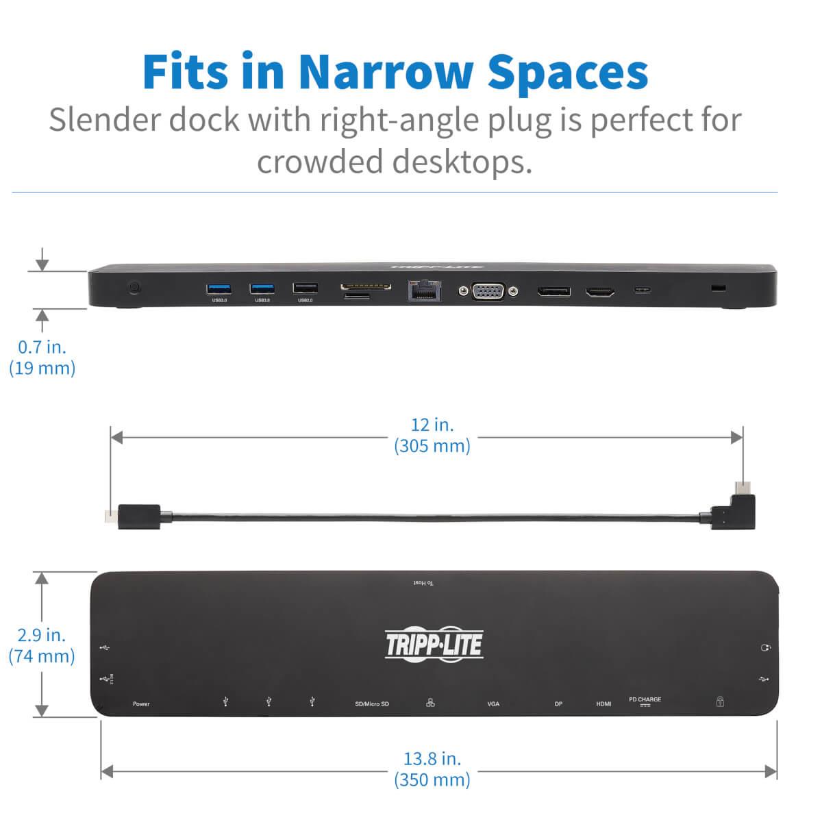 Usb-c dock, triple display - 4k hdmi & dp, vga, usb 3.2 gen 1, usb-a/c hub, gbe, 100w U442-DOCK7D-B thumbnail