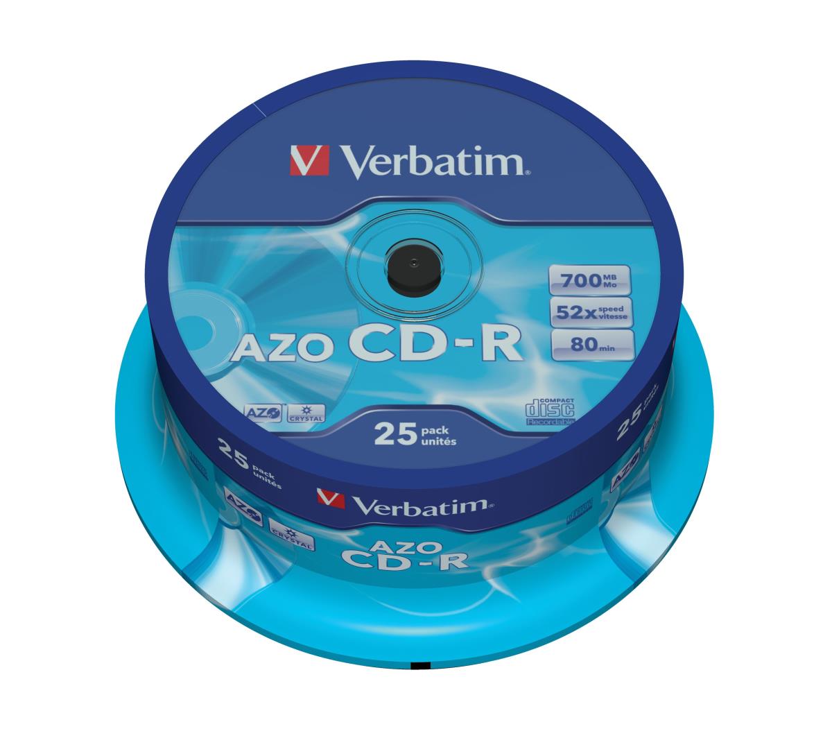 CD-R AZO 700MB 52X CRYSTAL SURFACE 25 PK SPINDLE thumbnail