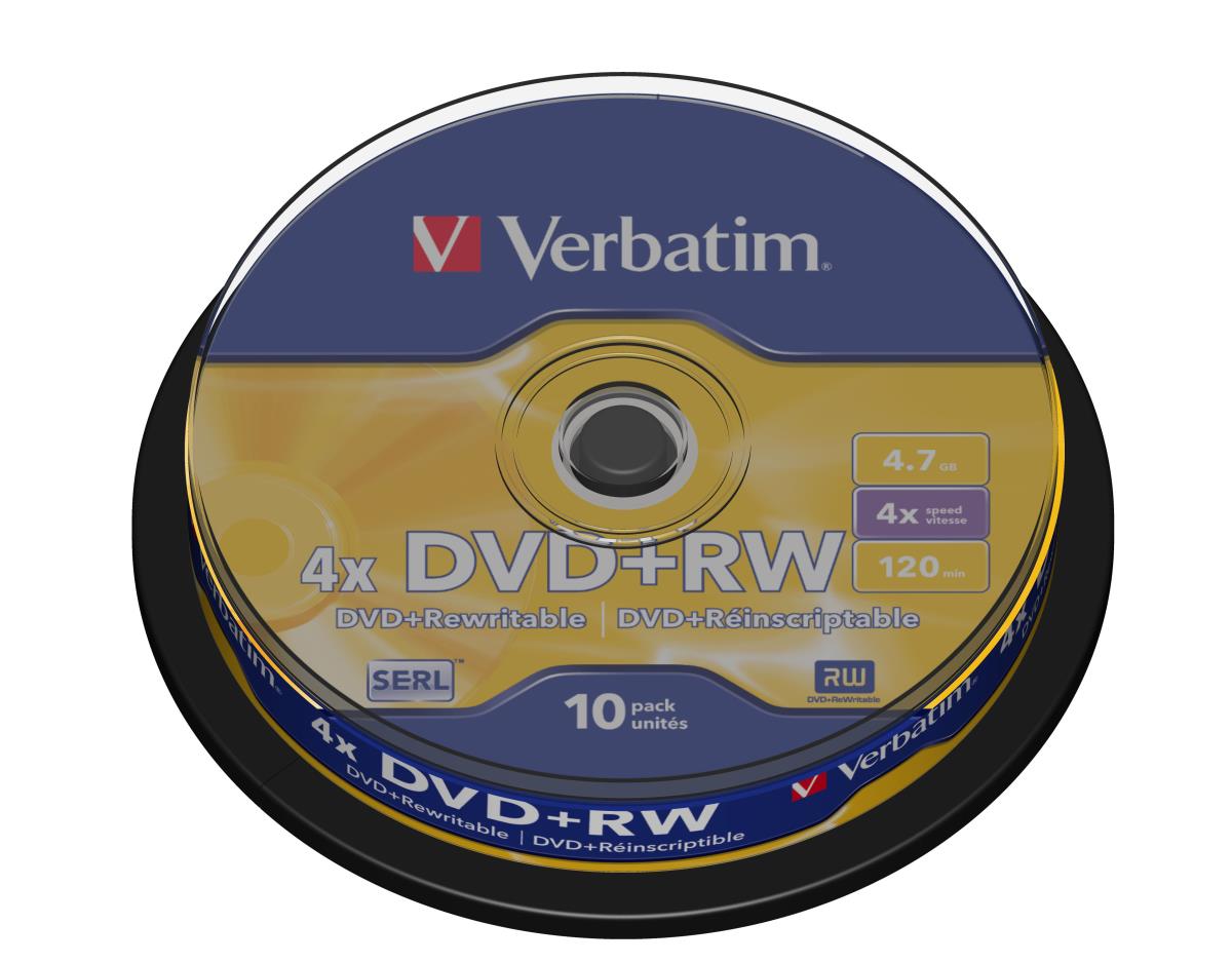 DVD+RW SERL 4.7GB 4X MATT SILVER SURFACE 10 PK SPIN thumbnail