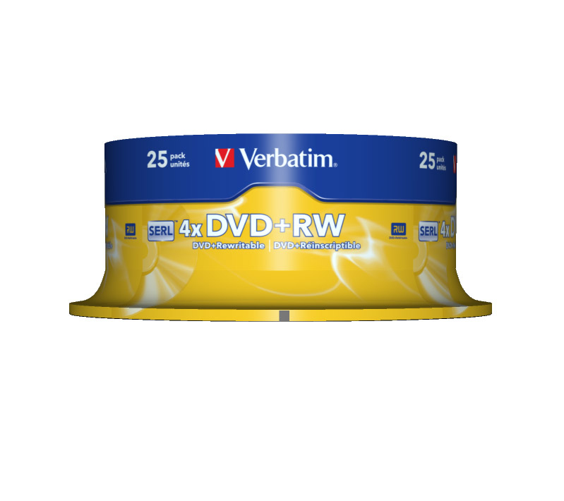 DVD+RW SERL 4.7GB 4X MATT SILVER SURFACE 25 PK SPIN thumbnail